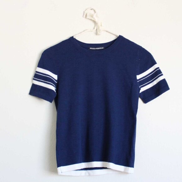 Brandy Melville Knit Striped Sleeve Crop Top - Picture 1 of 5